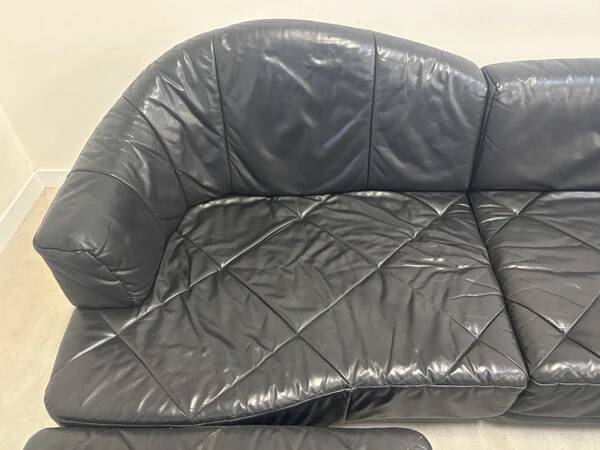 Canapé modulaire en cuir de mouton italien, design des années 1980