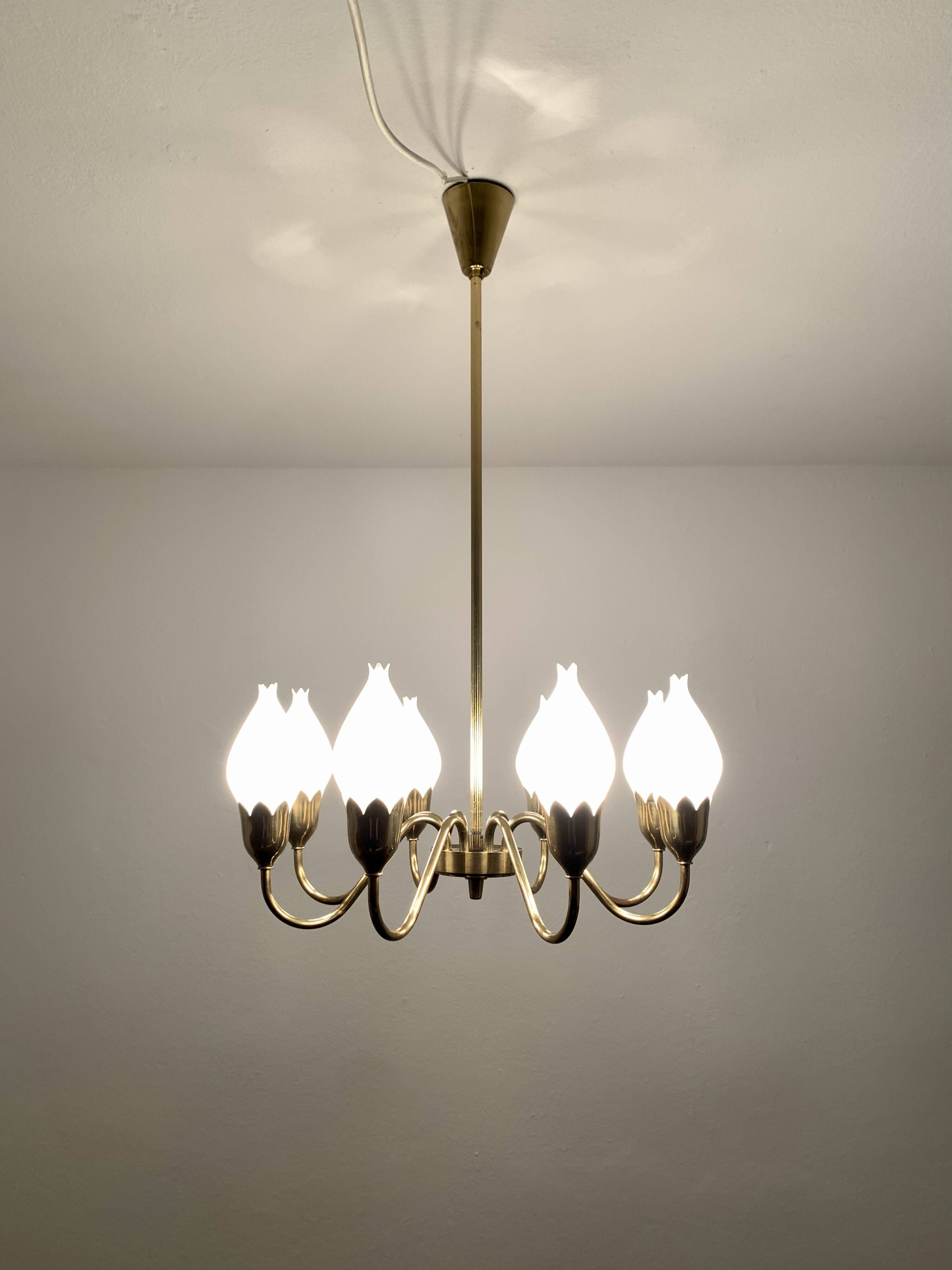 Danish Brass Chandelier by Fog and Morup