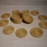10 coasters in their wicker box