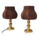 Lot of two retro-modernist lamps with natural leather lampshade