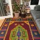 Handwoven vintage accent geometrical rug, colorful wool, Romanian carpet 230x160cm