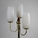 Brass & Teak Three-Light Candelabra Floor Lamp — Scandinavia, 1940s/1950s