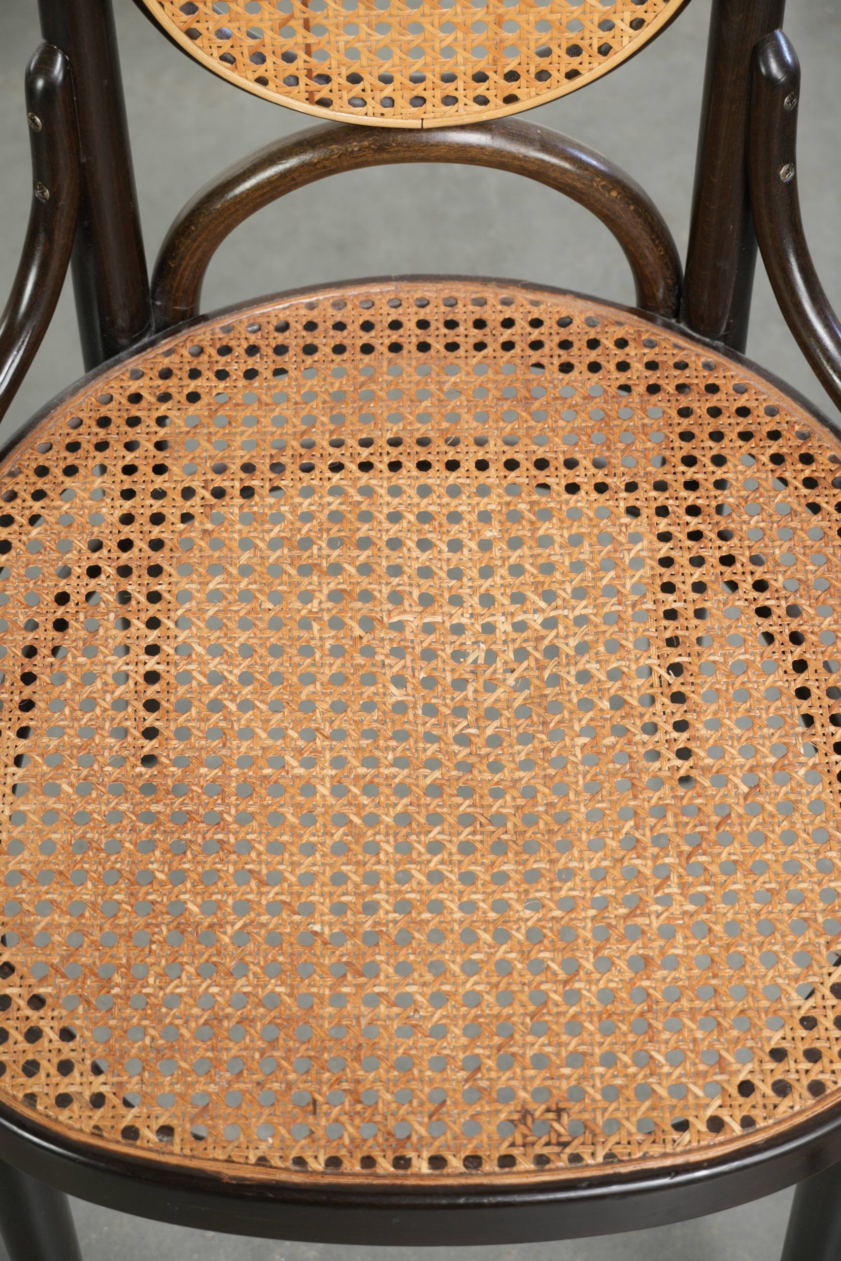 Set of 4 original vintage Thonet design webbing chairs model Long John