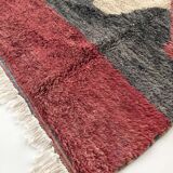 Moroccan Berber carpet Boujaad unbleached with colored flats 243x142cm