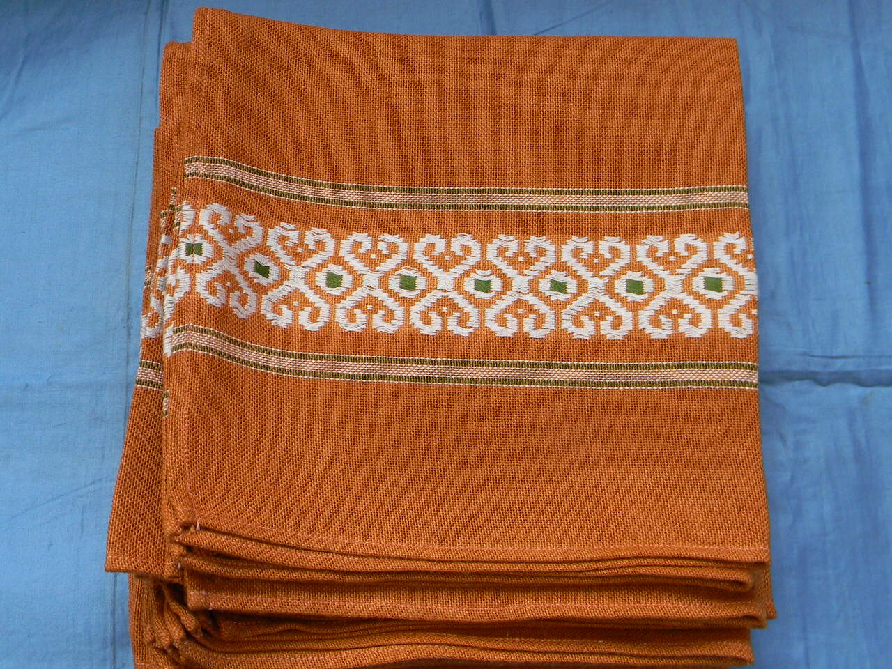 Lot de 12 serviettes de table style basque