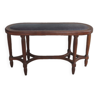 Art Deco stool bench in inlaid walnut