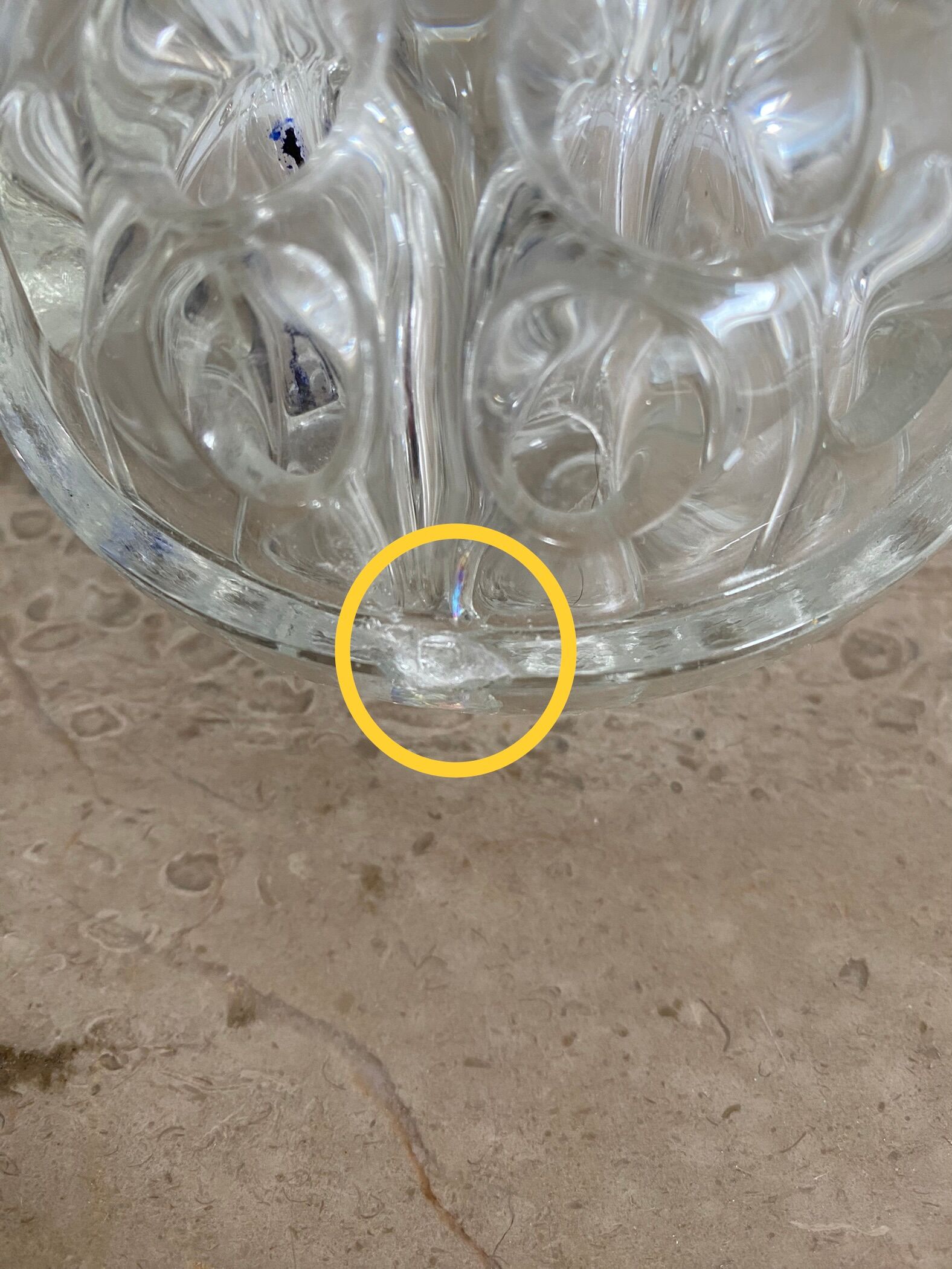 Old glass flower stick on pewter foot