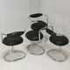 4 chairs tubular steel, imitation black leather, Italy, circa 1970