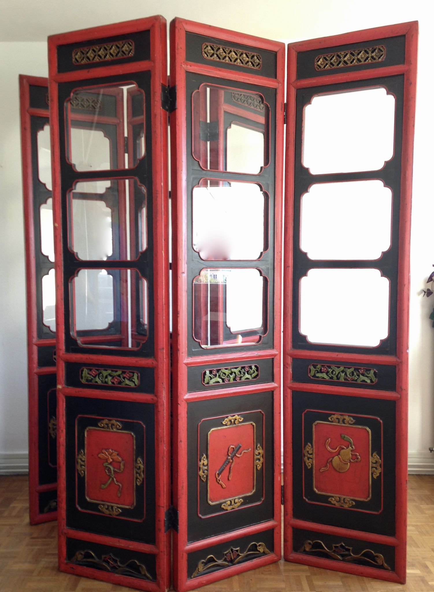 Pair of 3-panel screens