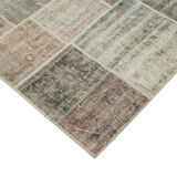 Handmade turkish overdyed 171 cm x 240 cm grey patchwork carpet