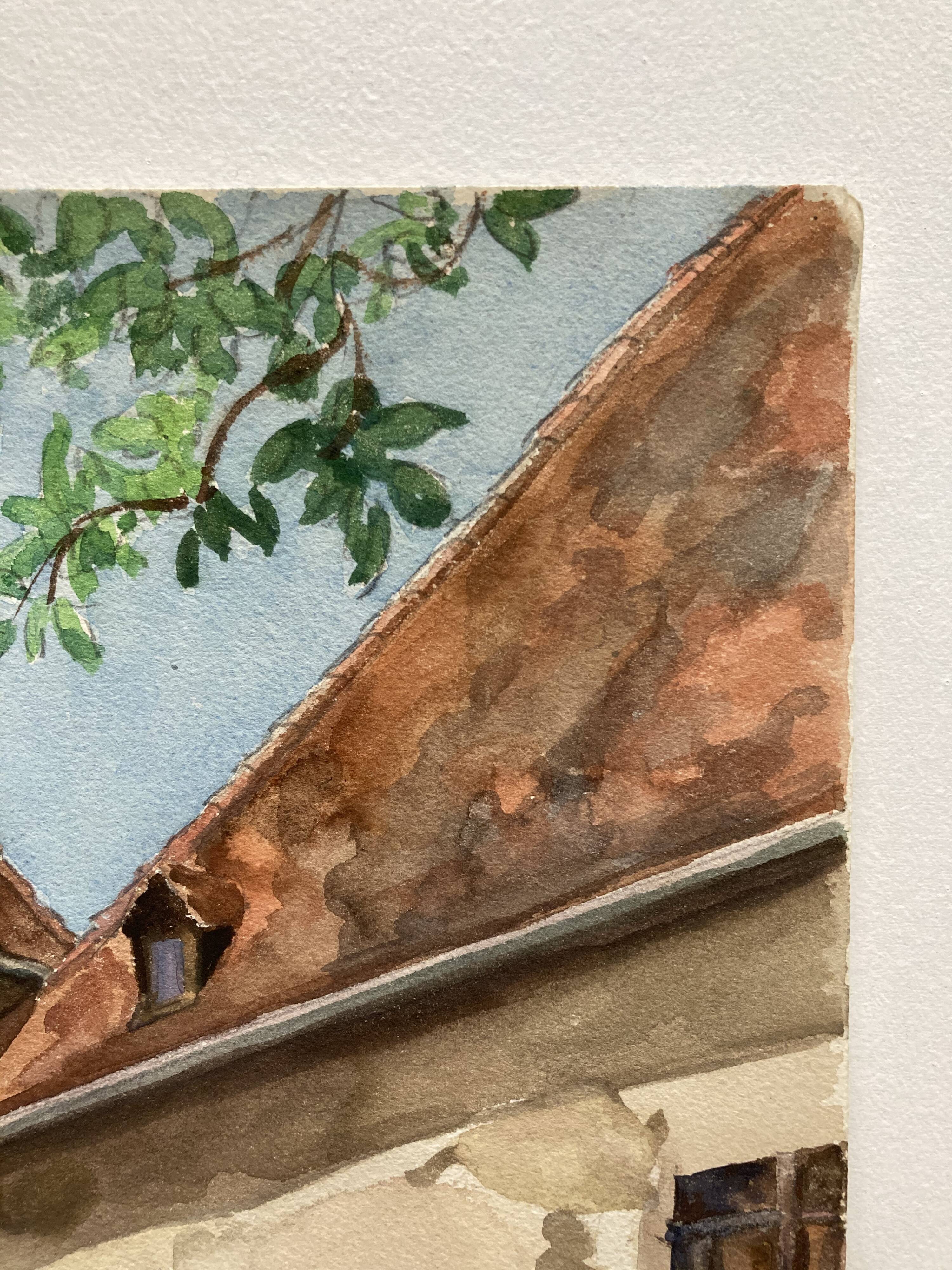 Vintage turret watercolor signed