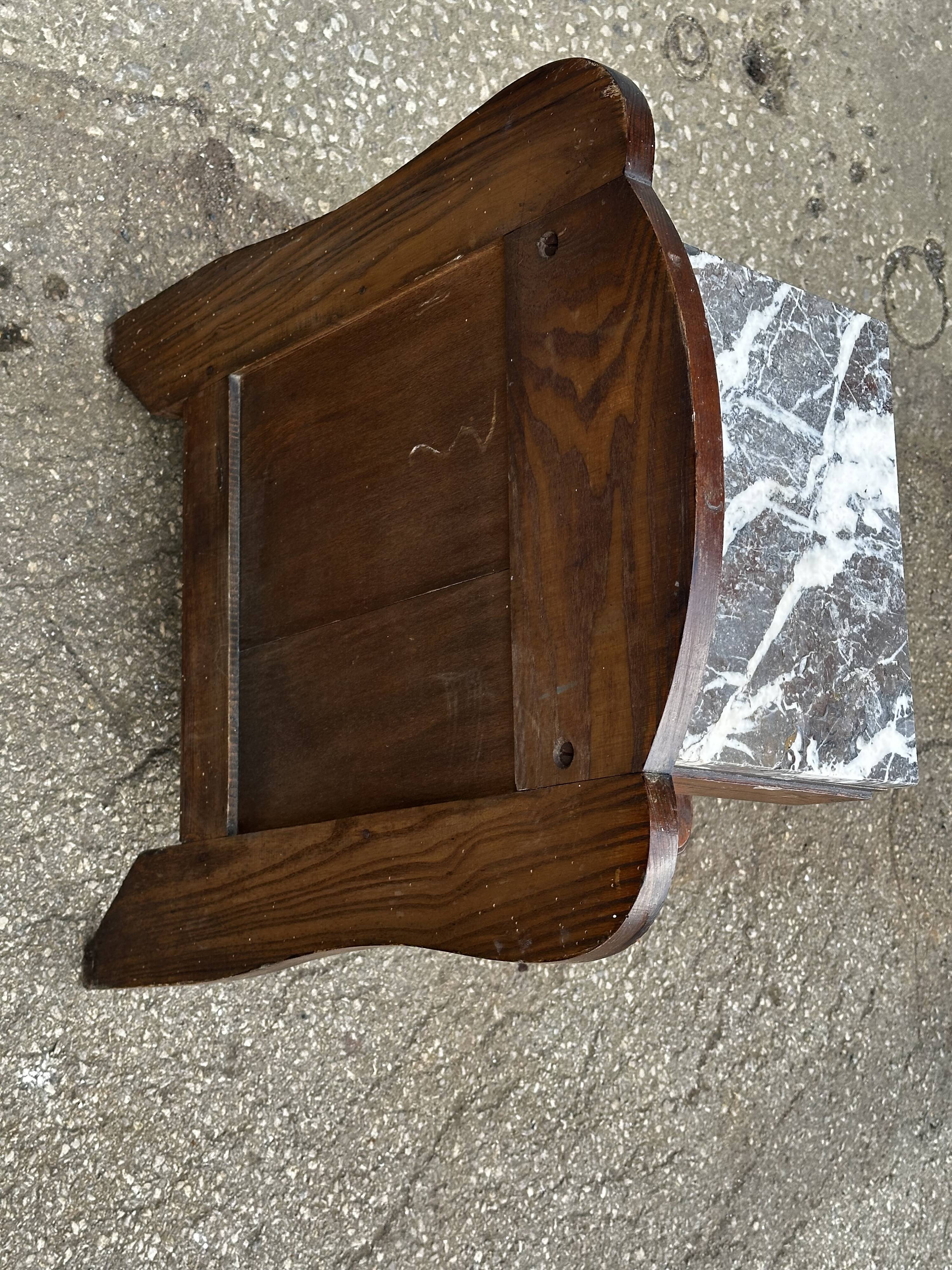 Art Deco bedside table in oak and marble