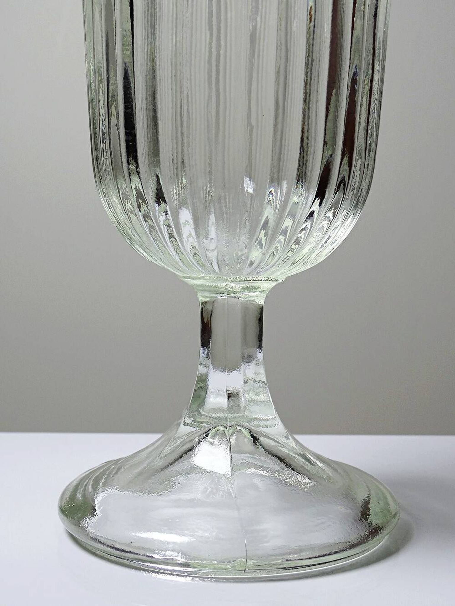 Antique molded glass vase 19th-20th century 1890-1900 on foot