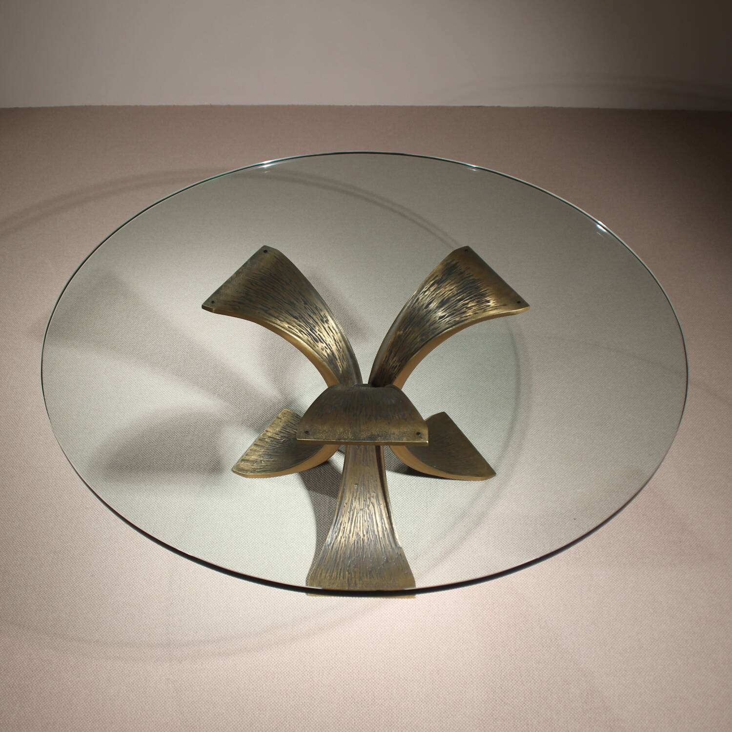Brutalist Bronze & Glass Coffee Table | Germany 1970s
