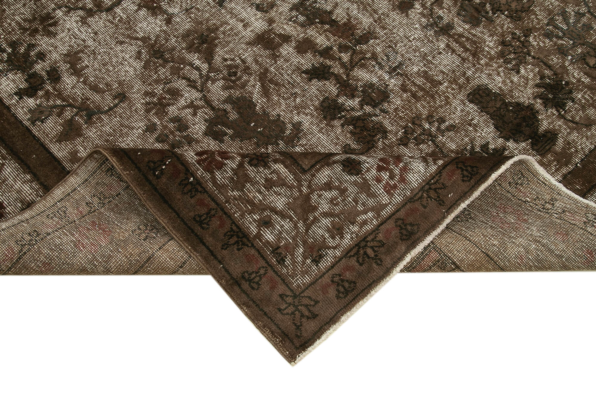 Handmade rustic anatolian 1970s 209 cm x 297 cm brown rug