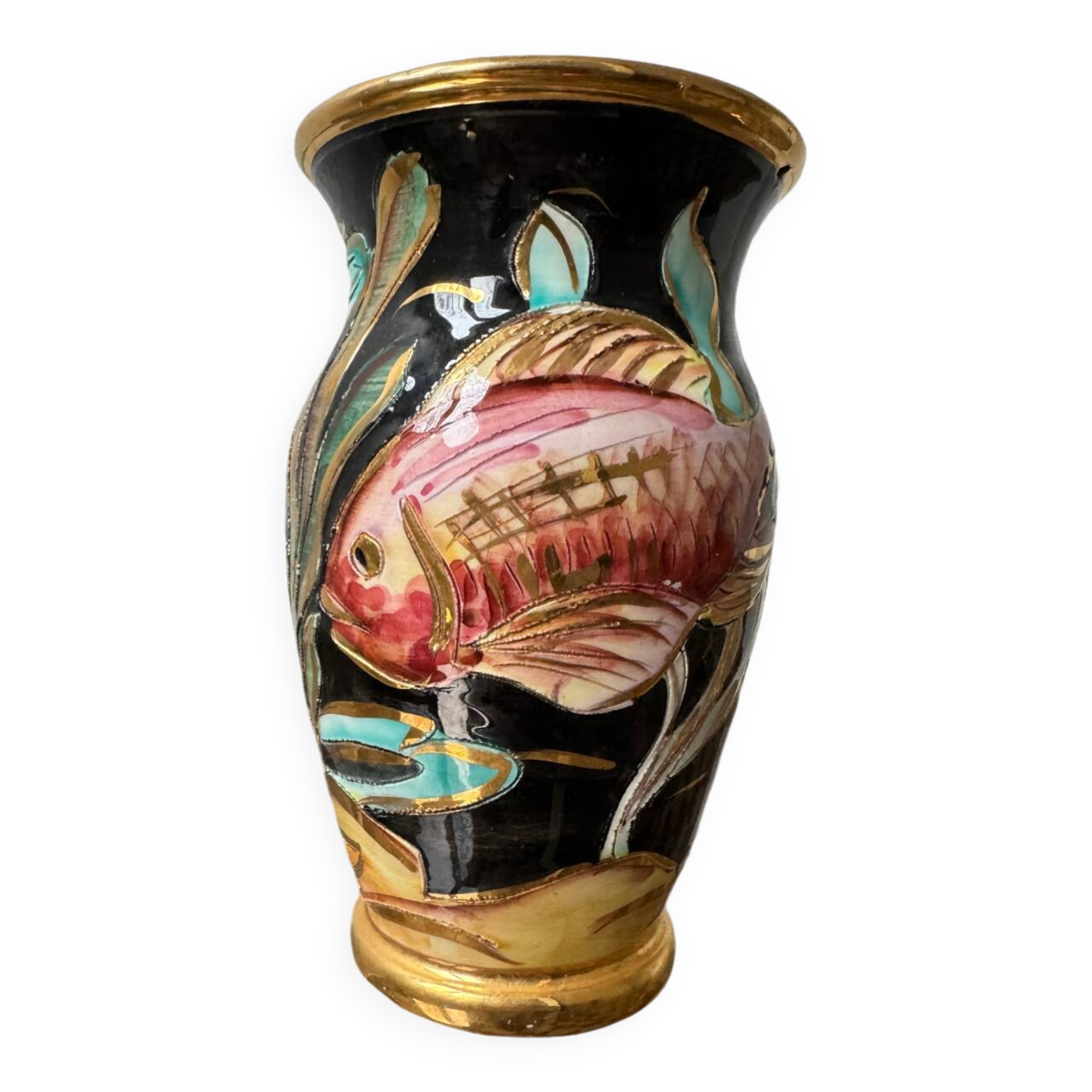 Ceramic vase Vallauris fish 60s