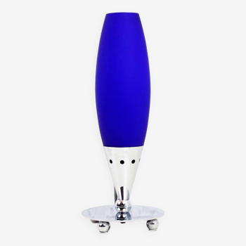 Blue glass rocket lamp