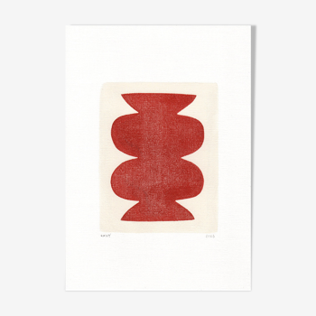 Peinture sur papier - Maya - rouge brulé - signée Eawy