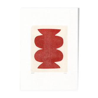 Peinture sur papier - Maya - rouge brulé - signée Eawy
