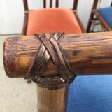 6 bamboo leather chairs 1980