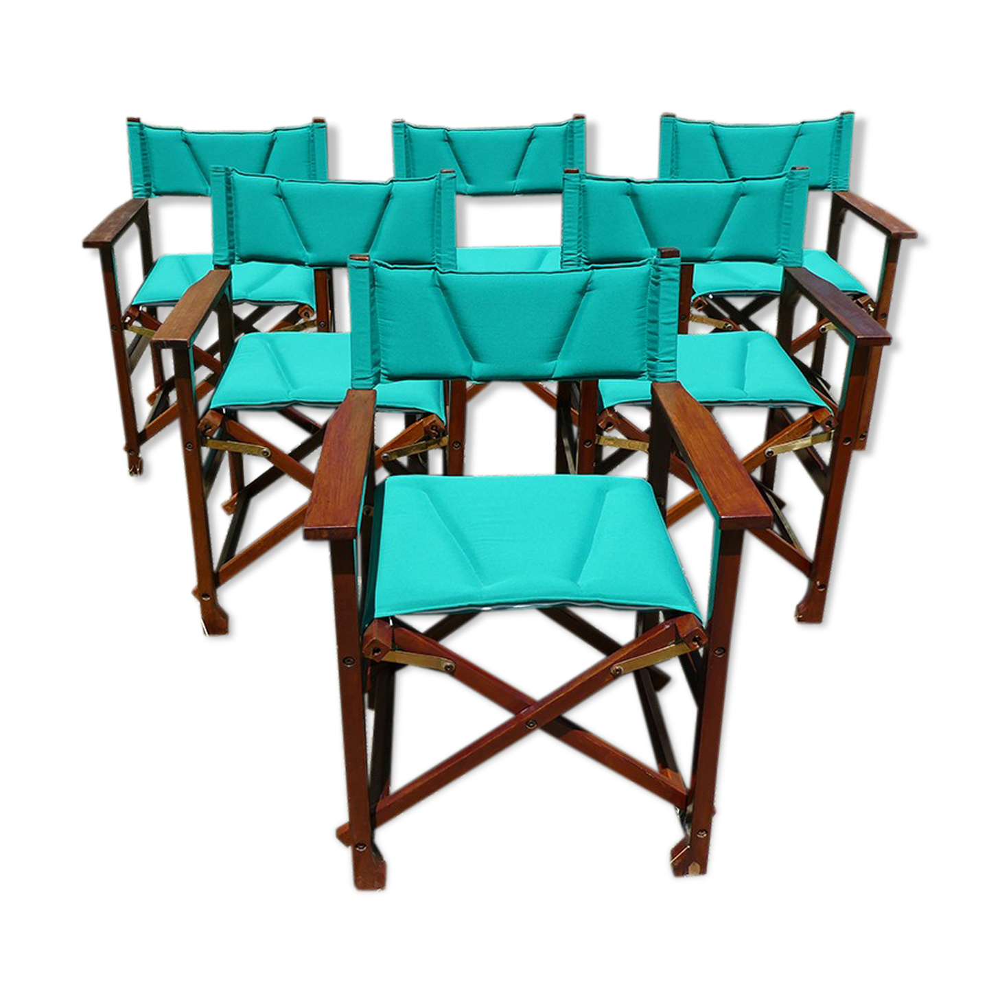 Lot of 6 foldable chairs in solid teak Roland Vlaemynck