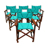 Lot of 6 foldable chairs in solid teak Roland Vlaemynck