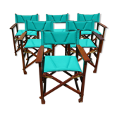 Lot of 6 foldable chairs in solid teak Roland Vlaemynck