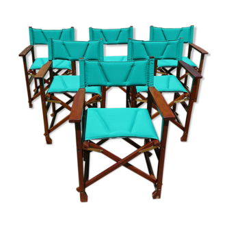 Lot of 6 foldable chairs in solid teak Roland Vlaemynck