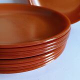Set of 9 vintage opaline brown plates