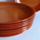 Lot de 9 assiettes marron opaline vintage