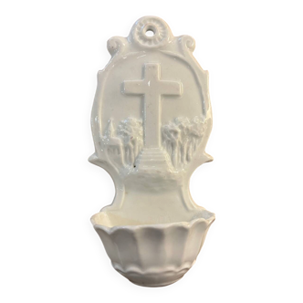 Porcelain holy water font, 19th century.