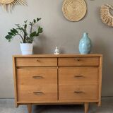 Large vintage 6-drawer chest of drawers from the 50s in oak.