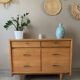 Large vintage 6-drawer chest of drawers from the 50s in oak.