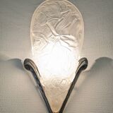 Art Deco wall lamp in frosted glass and nickel-plated bronze circa 1920