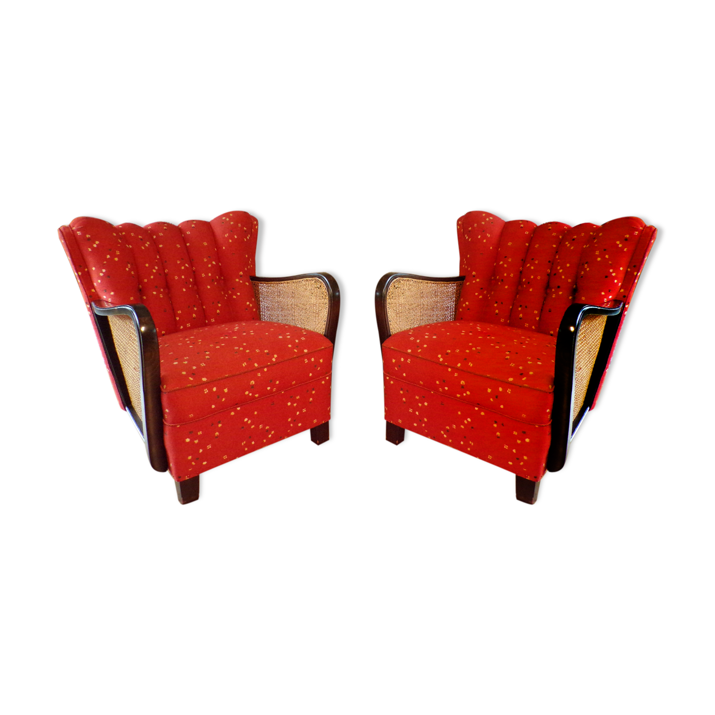 Pair of padded art deco armchairs