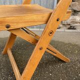 6 folding wooden bistro terrace cafe chairs 60's