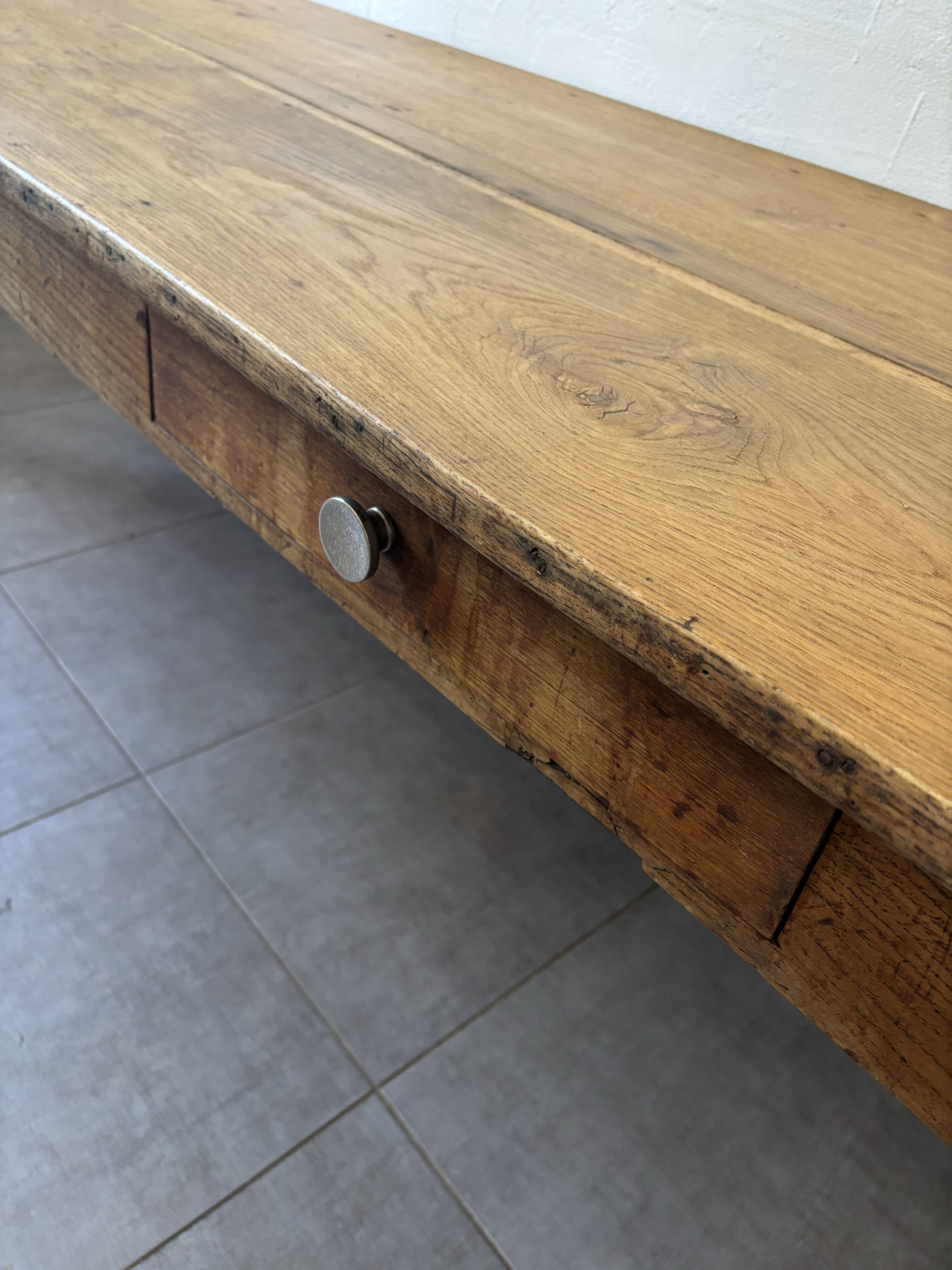 Authentic vintage farmhouse table from the 1950s in solid oak.