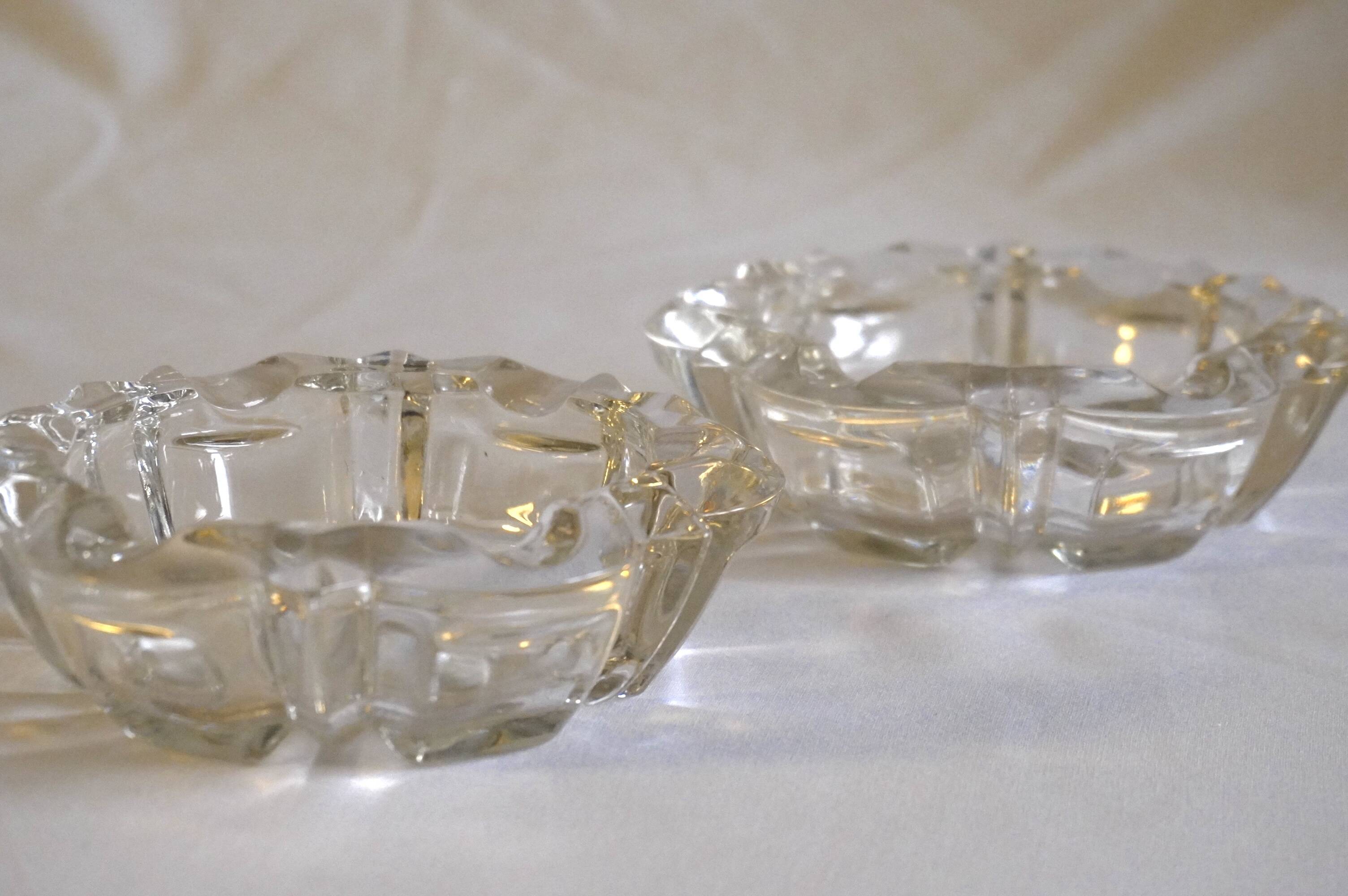 Set of 2 crystal ashtrays / pocket trays from Reims