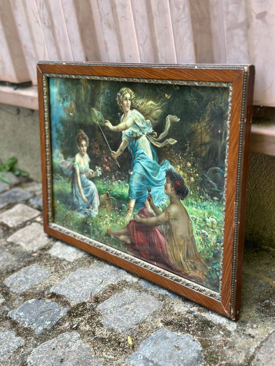 Lithographic tableau of a bucolic scene from the 20th century.