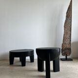 Monoxyl sofa end in black mango tree tripod half-sphere tray h:45 d:44
