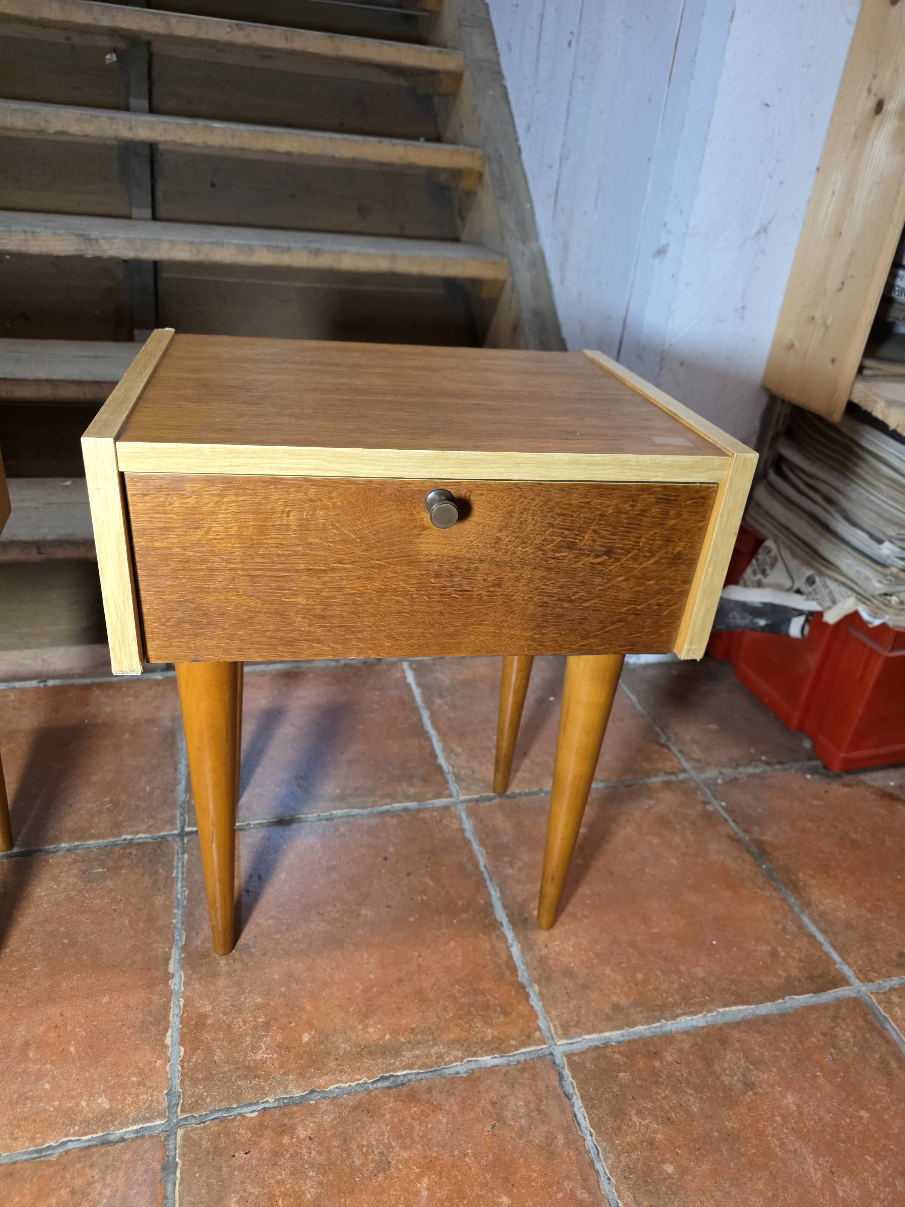 Pair of oak bedside tables from the 1960s.