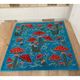 Silk Embroidered Mushroom Pattern Cushion Cover. Blue Throw Pillow Case. Traditional Accent Pillow