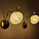 Appliques Verre de Clichy et fleur de nacre