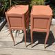 Pair of revamped bohemian / berber bedside tables with the heart "life is beautiful"