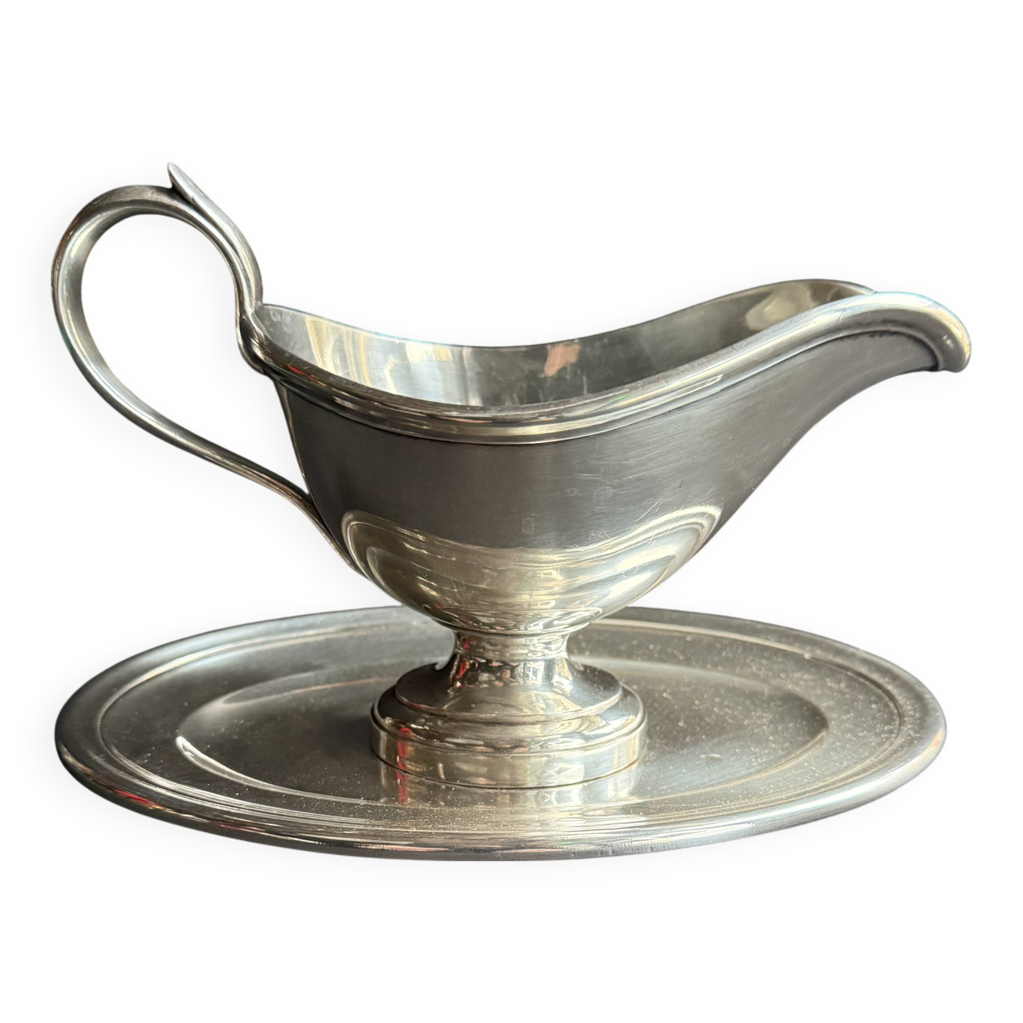 Silver metal helmet sauce boat - Christofle