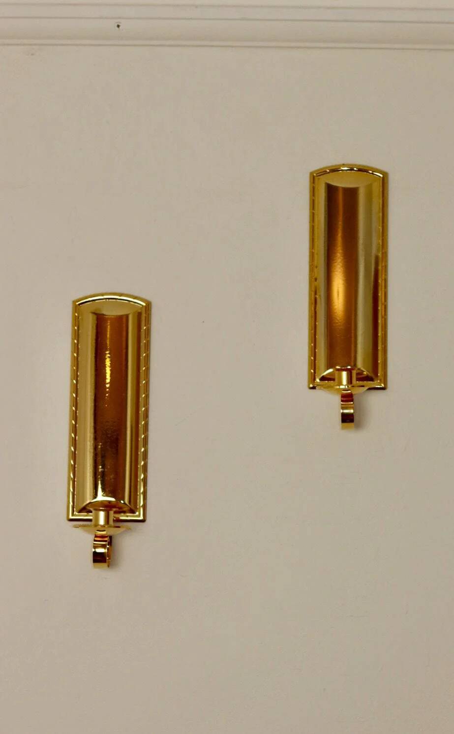 Pair Of Mid Century Style 24K Swedish Brass Sconces by Scandia