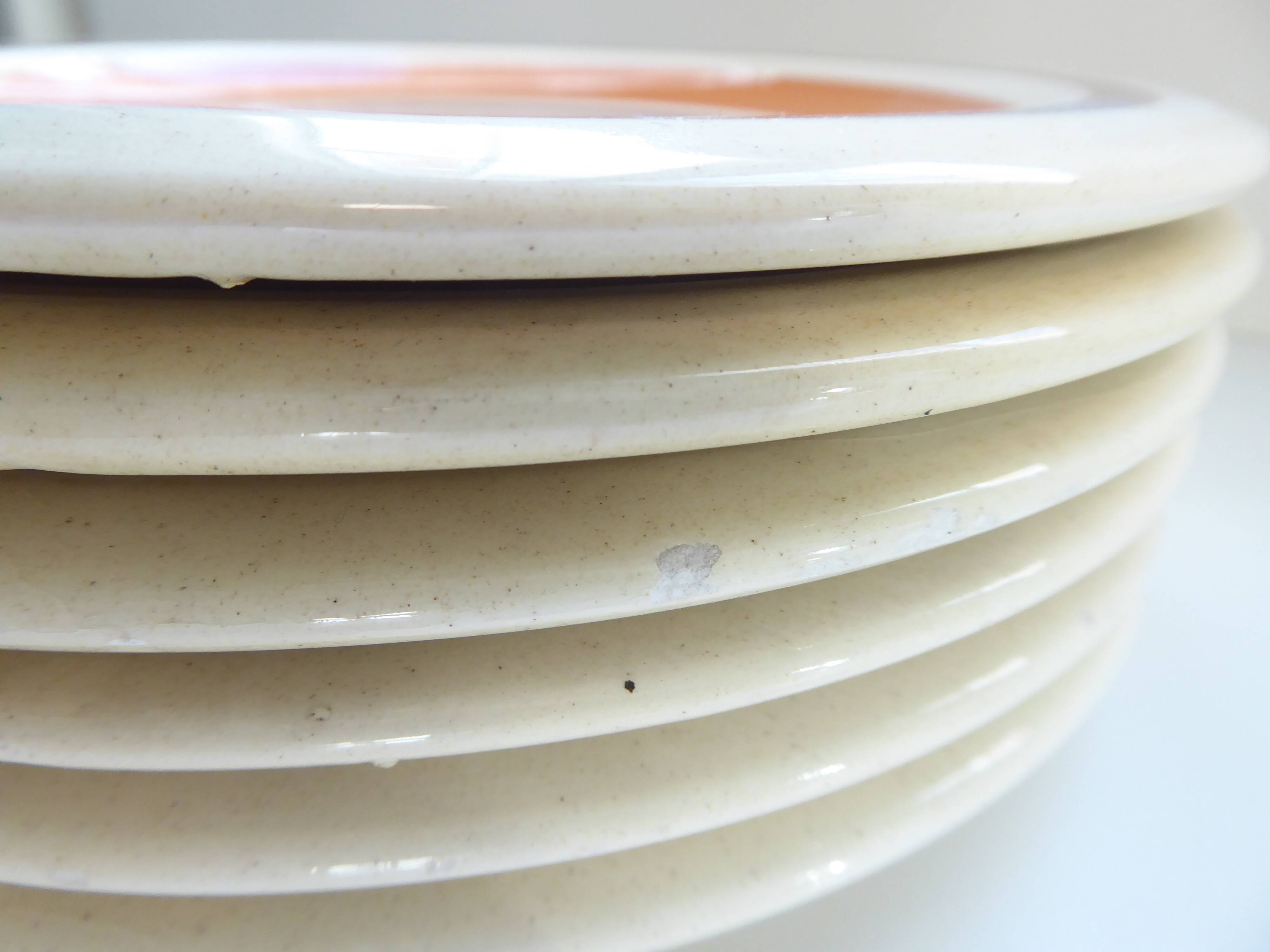 Set of 6 Vintage Earthenware Dessert Plates
