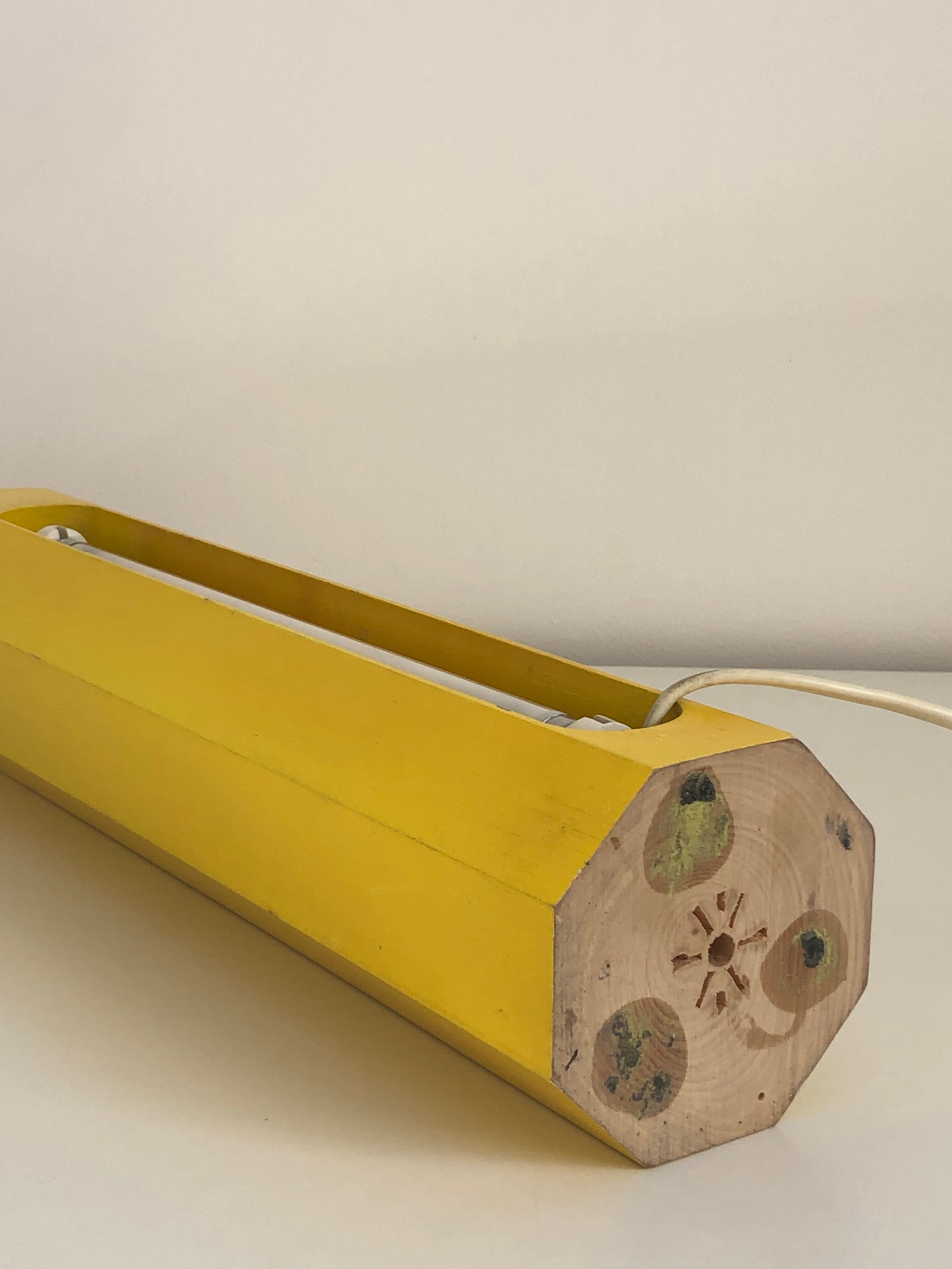 Lamp in the shape of a yellow pencil edited by Vilac, France, 1980