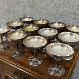Christofle France: Beautiful set of 12 quality silver metal ice cream cups