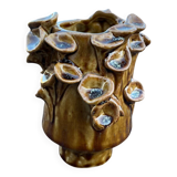 Vintage ceramic vase with mushroom relief decoration